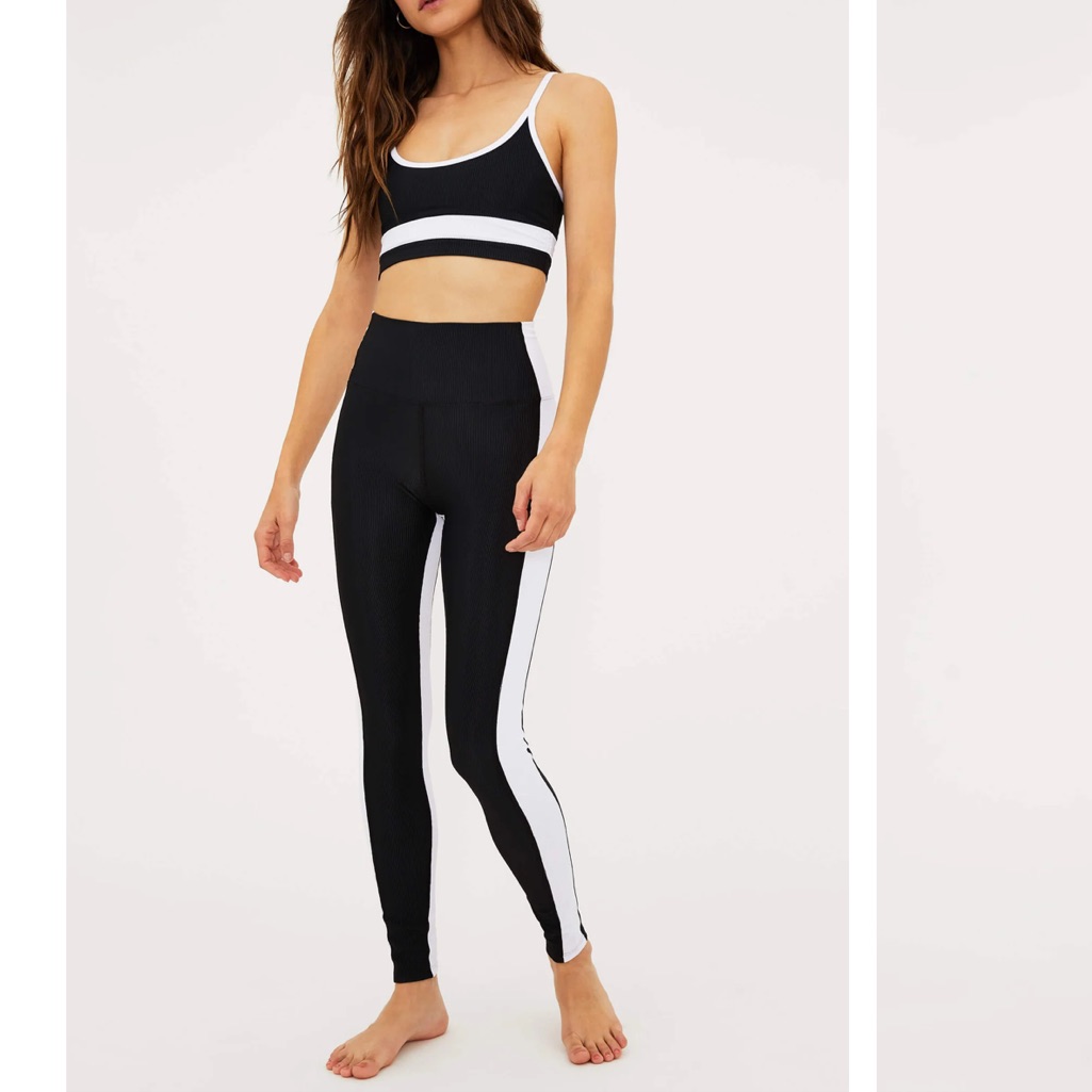 Beach Riot Colorblock Black & White Eva Sports Top + Leggings Set Size Xs